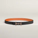 H Equestre belt buckle & Reversible leather strap 24 mm